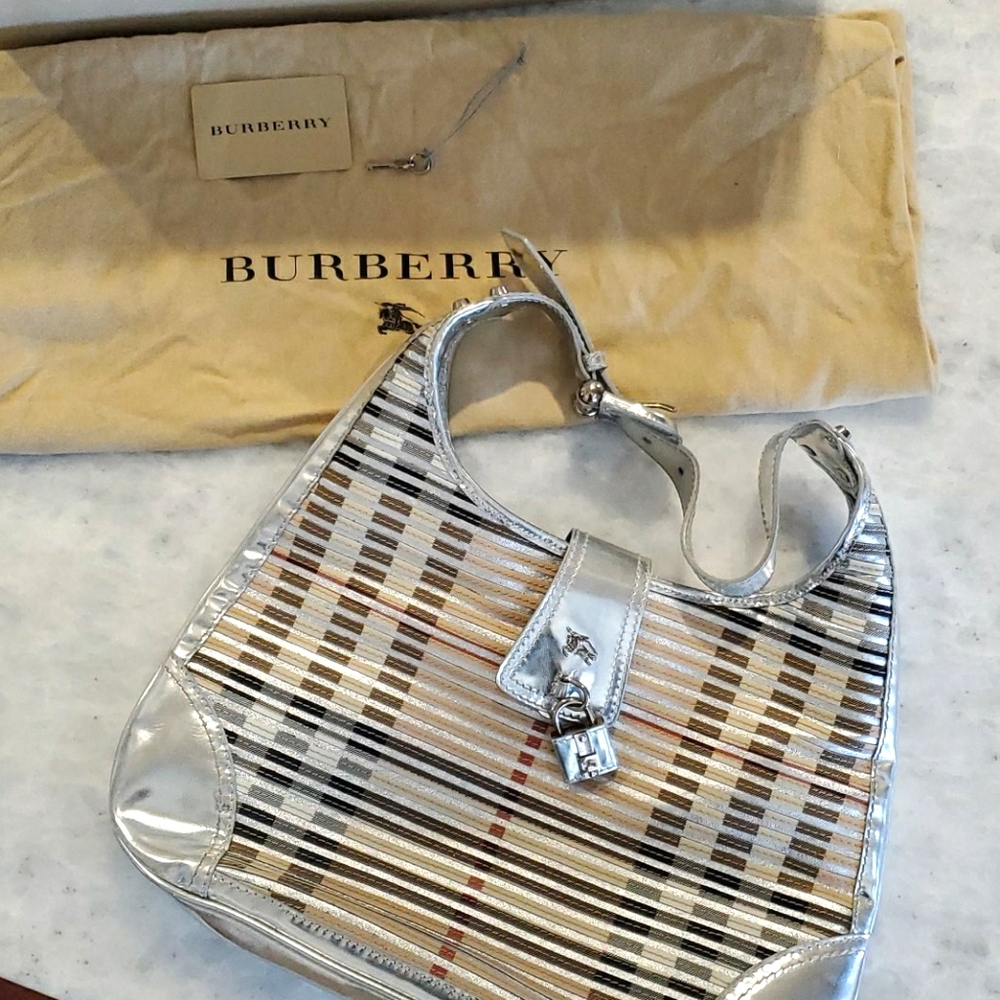 Burberry silver brooke hobo shoulder bag